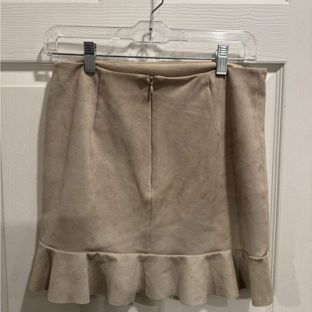 Suede Ruffled Mini Skirt - Picture 2 of 3